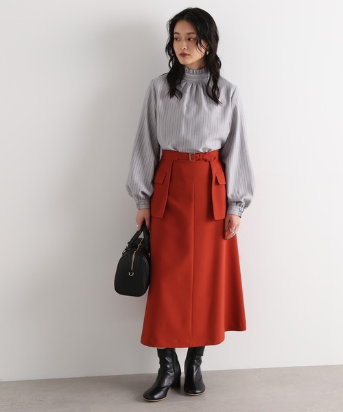 N.（N. Natural Beauty Basic）（エヌエヌナチュラルビューティーベーシック）の「◆レイヤードベルト付Ａラインスカート（スカート・レディース・モカ/グリーン/レッド・MEDIUM）」の18枚目の写真