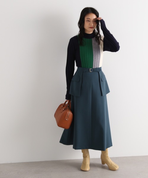 N.（N. Natural Beauty Basic）（エヌエヌナチュラルビューティーベーシック）の「◆レイヤードベルト付Ａラインスカート（スカート・レディース・モカ/グリーン/レッド・MEDIUM）」の19枚目の写真