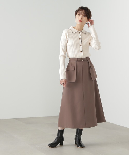 N.（N. Natural Beauty Basic）（エヌエヌナチュラルビューティーベーシック）の「◆レイヤードベルト付Ａラインスカート（スカート・レディース・モカ/グリーン/レッド・MEDIUM）」の20枚目の写真