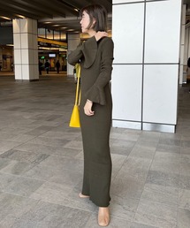 SHENERY | フレアスリーブリブニットワンピース(ワンピース)