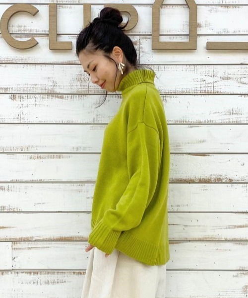 オリーブグリーン フルジップニット studio CLIP（スタディオクリップ）の「【洗濯機で洗える/毛玉になり