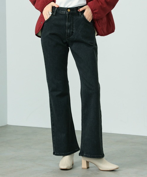 Lee(リー)の「【WEB別注】裏起毛で暖かい!ストレッチ あったかフレアパンツ【暖】(デニムパンツ・レディース・インディゴブルー/ダークインディゴブルー/ブラック系その他/ブラック系その他2・X-SMALL/SMALL/MEDIUM/LARGE)」の22枚目の写真