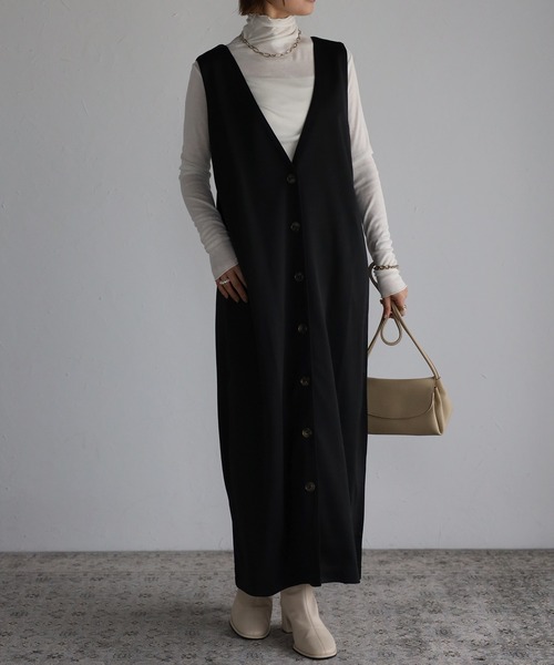 Fizz（フィズ）の「【maiko_wear × Fizz コラボ】　前後2Way　ポンチ素材ジャンパースカート（サロペット/オーバーオール・レディース・ブラウン/カーキ/ブラック・M）」の15枚目の写真