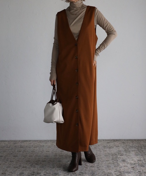 Fizz（フィズ）の「【maiko_wear × Fizz コラボ】　前後2Way　ポンチ素材ジャンパースカート（サロペット/オーバーオール・レディース・ブラウン/カーキ/ブラック・M）」の22枚目の写真