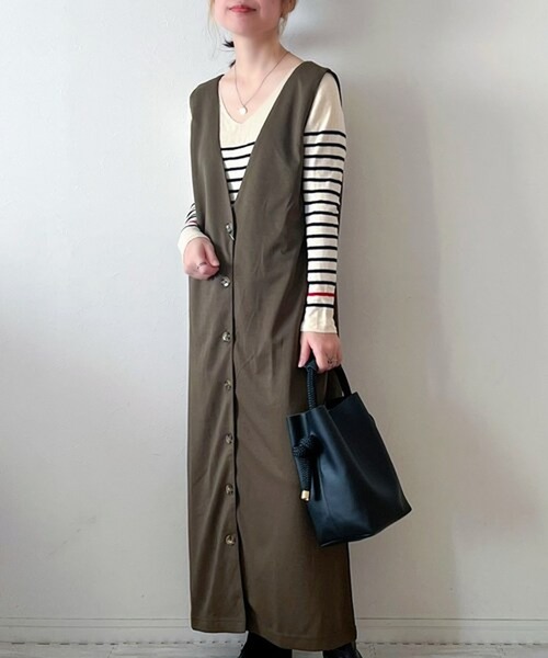 Fizz（フィズ）の「【maiko_wear × Fizz コラボ】　前後2Way　ポンチ素材ジャンパースカート（サロペット/オーバーオール・レディース・ブラウン/カーキ/ブラック・M）」の11枚目の写真