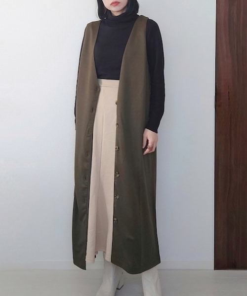 Fizz（フィズ）の「【maiko_wear × Fizz コラボ】　前後2Way　ポンチ素材ジャンパースカート（サロペット/オーバーオール・レディース・ブラウン/カーキ/ブラック・M）」の8枚目の写真