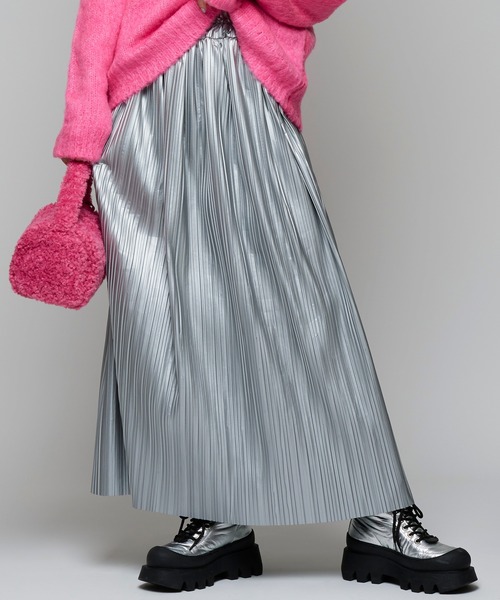 Narcissus(ナルシス)の「【Narcissus】プリーツロングスカート(スカート・レディース・シルバー/ブラック・FREE)」の2枚目の写真