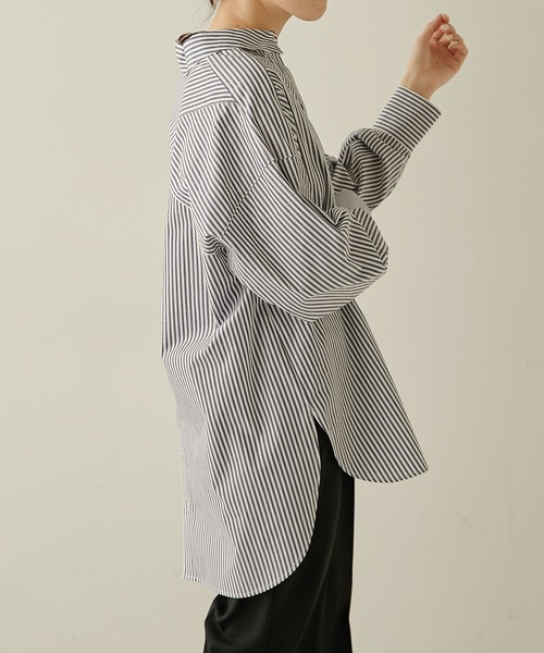 COLLAGE GALLARDAGALANTE（コラージュガリャルダガランテ）の「ストライプオーバーシャツ（シャツ/ブラウス・レディース・グリーン/ネイビー/ピンク・FREE）」の20枚目の写真