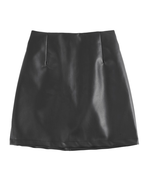 Figments（フィグメンツ）の「フェィクレザー台形ミニスカート（スカート・レディース・ブラック・FREE）」の6枚目の写真