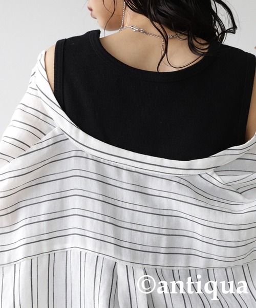 antiqua（アンティカ）の「綿混素材テレコリブタンクトップ（タンクトップ・レディース・オレンジ/ダークグレー/グリーン/ライトグリーン/カーキオリーブ/ブラック/ブルー/オフホワイト・L/M）」の22枚目の写真