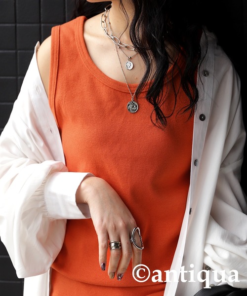 antiqua（アンティカ）の「綿混素材テレコリブタンクトップ（タンクトップ・レディース・オレンジ/ダークグレー/グリーン/ライトグリーン/カーキオリーブ/ブラック/ブルー/オフホワイト・L/M）」の19枚目の写真