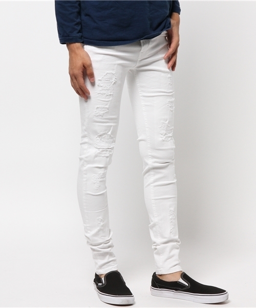 DANKE SCHON(ダンケシェーン)の「DankeSchon/ダンケシェーン/Damege Skinny RepairPants(その他パンツ・メンズ・ブラック/ホワイト/ブルー/ブラック系その他・MEDIUM/X-LARGE/LARGE/SMALL/XL)」の1枚目の写真