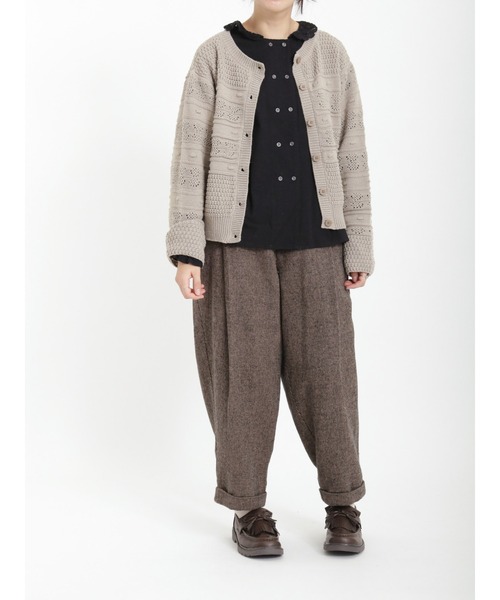 Samansa Mos2（サマンサ モスモス）の「ダブルボタンレース襟ブラウス（シャツ/ブラウス・レディース・ブラック/オフホワイト/チャコール・ﾌﾘ-）」の12枚目の写真