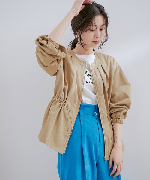 VIS（ビス）の「【UVケア・洗える】ウエストドロストブルゾン（ブルゾン・レディース・ベージュ/ホワイト系その他5/ブルー系その他4・FREE）」の12枚目の写真