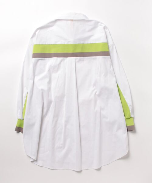 Q（キュー）の「コットンストレッチリブドッキングシャツ（シャツ/ブラウス・レディース・アイボリー/ライトブルー・MEDIUM）」の12枚目の写真