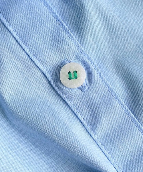 Q（キュー）の「コットンストレッチリブドッキングシャツ（シャツ/ブラウス・レディース・アイボリー/ライトブルー・MEDIUM）」の5枚目の写真