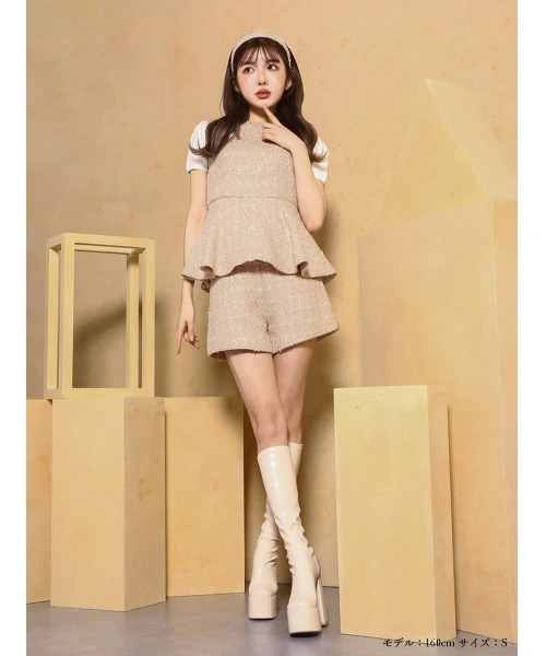 Darich（ダーリッチ）の「スプリングツイードハイウエストショートパンツ（その他パンツ・レディース・ベージュ/ピンク/ミント・M/S）」の7枚目の写真