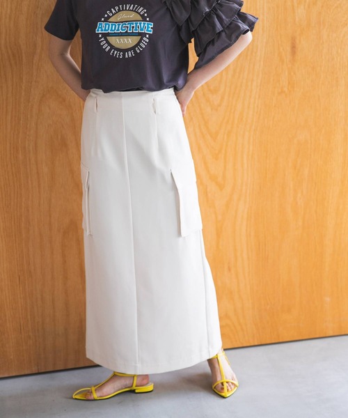 bohmal（ボマール）の「ワークストレートスカート（スカート・レディース・アイボリー/ブラック・MEDIUM）」の2枚目の写真