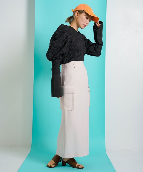 bohmal（ボマール）の「ワークストレートスカート（スカート・レディース・アイボリー/ブラック・MEDIUM）」の3枚目の写真