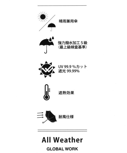 GLOBAL WORK(グローバルワーク)の「晴雨兼用長傘/174703(長傘・レディース・ライトベージュ/ライトブルー/ブラック/ライトグレー・FREE)」の17枚目の写真