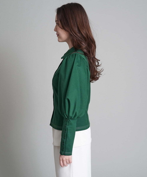 A de a.v.v（アードアー・ヴェ・ヴェ）の「ボリュームパフスリーブジャージ（Tシャツ/カットソー・レディース・ブラック/グリーン・38/36）」の12枚目の写真