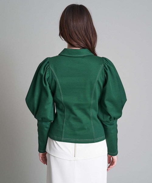 A de a.v.v（アードアー・ヴェ・ヴェ）の「ボリュームパフスリーブジャージ（Tシャツ/カットソー・レディース・ブラック/グリーン・38/36）」の13枚目の写真