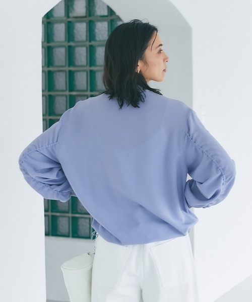 RIVE DROITE（リヴドロワ）の「程よいシアー感でロングシーズン活躍/ジョーゼットMA-1（MA-1・レディース・チャコールグレー/ブルー/ライトグレー・FREE）」の7枚目の写真