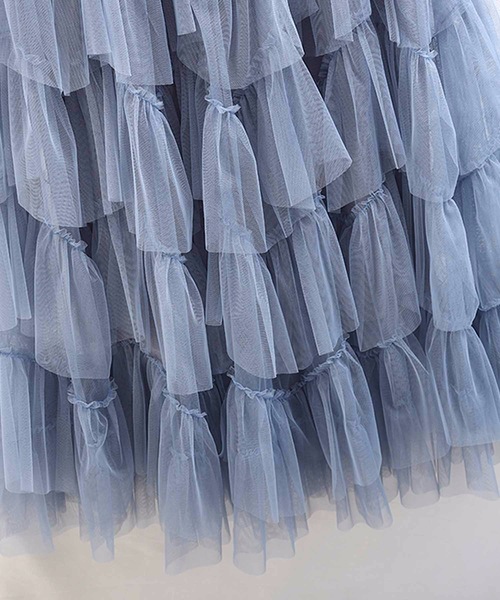 M y u(ミュー)の「【ZOZO限定アイテム】チュールティアードスカート(スカート・レディース・ピンク/ホワイト/ブラック/ブルー・FREE)」の6枚目の写真