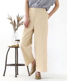 リネン ストレッチ ストレートパンツ