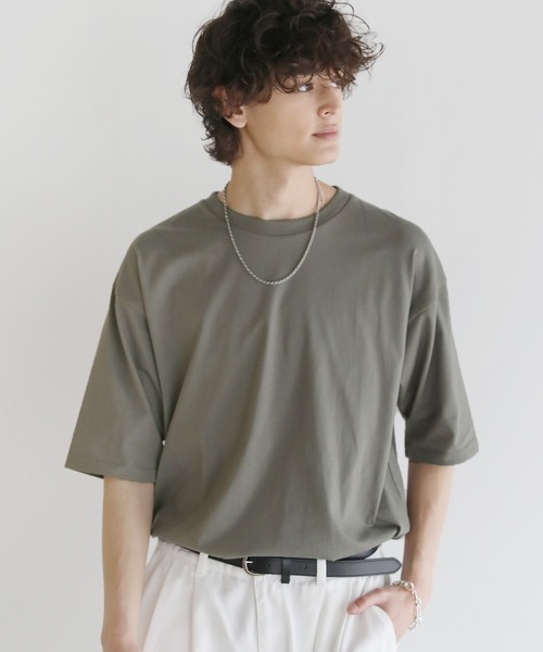 ASTRONOMY(アストロノミー)の「Buyer's Select/接触冷感天竺オーバーサイズカットソー(Tシャツ/カットソー・メンズ・ブラック/ブルーグレー/チャコール/ベージュ系/グリーン/ホワイト/オレンジ/イエロー・LL/M/L)」の5枚目の写真