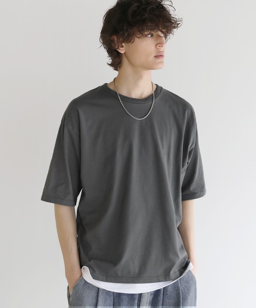 ASTRONOMY(アストロノミー)の「Buyer's Select/接触冷感天竺オーバーサイズカットソー(Tシャツ/カットソー・メンズ・ブラック/ブルーグレー/チャコール/ベージュ系/グリーン/ホワイト/オレンジ/イエロー・LL/M/L)」の4枚目の写真