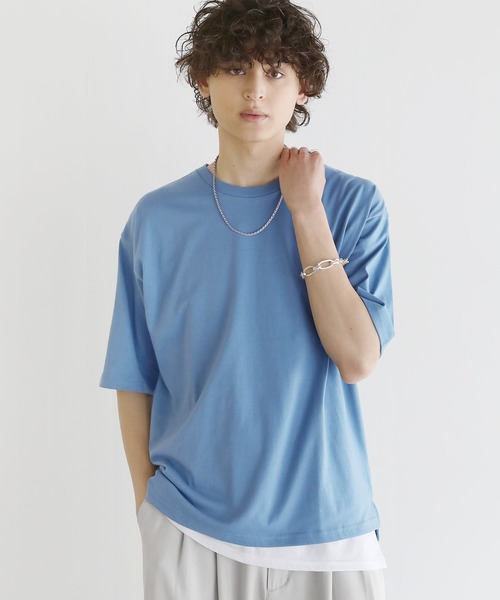 ASTRONOMY(アストロノミー)の「Buyer's Select/接触冷感天竺オーバーサイズカットソー(Tシャツ/カットソー・メンズ・ブラック/ブルーグレー/チャコール/ベージュ系/グリーン/ホワイト/オレンジ/イエロー・LL/M/L)」の3枚目の写真