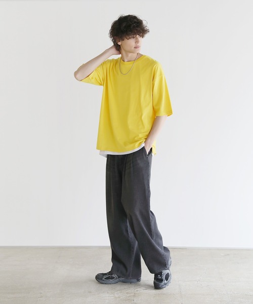 ASTRONOMY(アストロノミー)の「Buyer's Select/接触冷感天竺オーバーサイズカットソー(Tシャツ/カットソー・メンズ・ブラック/ブルーグレー/チャコール/ベージュ系/グリーン/ホワイト/オレンジ/イエロー・LL/M/L)」の18枚目の写真