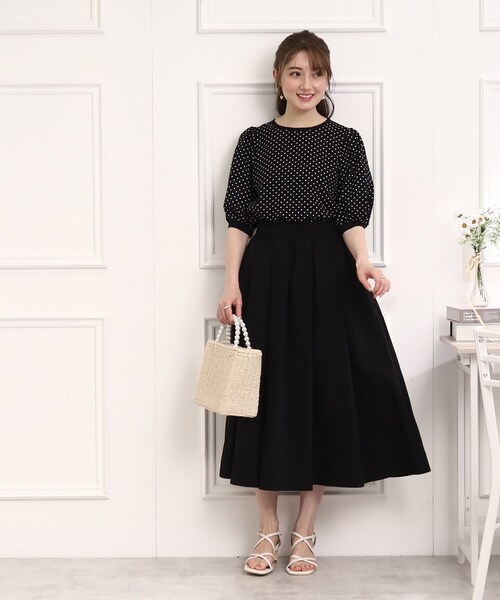 couture brooch(クチュールブローチ)の「◆【再入荷!】サッカードットパフスリーブブラウス(シャツ/ブラウス・レディース・ネイビー/ブラック系/アイボリー系・40/38/42)」の4枚目の写真