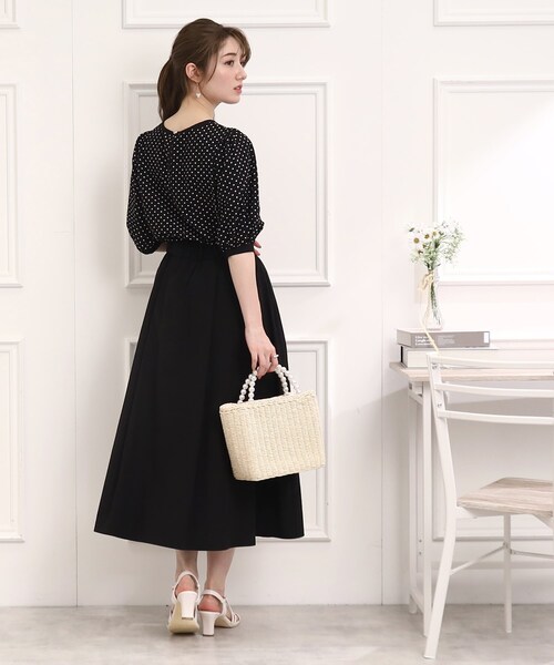 couture brooch(クチュールブローチ)の「◆【再入荷!】サッカードットパフスリーブブラウス(シャツ/ブラウス・レディース・ネイビー/ブラック系/アイボリー系・40/38/42)」の5枚目の写真