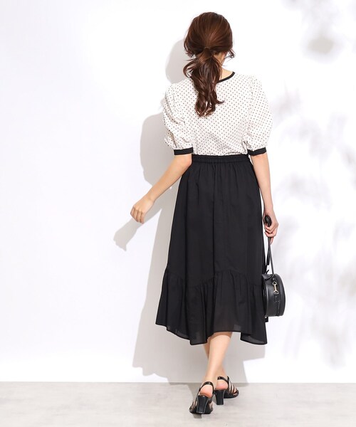 couture brooch(クチュールブローチ)の「◆【再入荷!】サッカードットパフスリーブブラウス(シャツ/ブラウス・レディース・ネイビー/ブラック系/アイボリー系・40/38/42)」の16枚目の写真