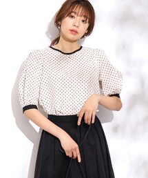 couture brooch | 【さらっと快適。着回し力抜群】サッカードットパフスリーブブラウス(シャツ/ブラウス)