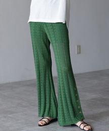 HERENCIA | かぎ針編み風 ボタン フレア ニットパンツ(その他パンツ)