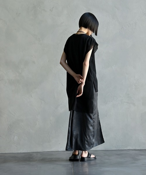 funda mine（ファンダマイン）の「funda mine【日本製】肌触り滑らかメッシュ半袖トップス（Tシャツ/カットソー・レディース・ホワイト/ブラック/ブラック×グリーン・FREE）」の7枚目の写真