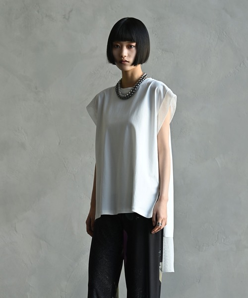 funda mine（ファンダマイン）の「funda mine【日本製】肌触り滑らかメッシュ半袖トップス（Tシャツ/カットソー・レディース・ホワイト/ブラック/ブラック×グリーン・FREE）」の8枚目の写真