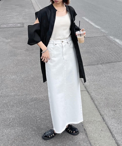 Chillfar（チルファー）の「肩開きポケットノーカラーシャツ（シャツ/ブラウス・レディース・ホワイト/ブルー/イエロー/ブラック・FREE）」の17枚目の写真