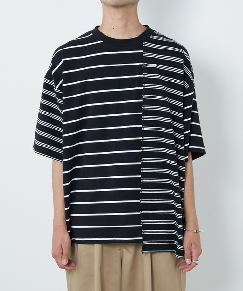 CIAOPANIC TYPY(チャオパニックティピー)の「ボーダーパッチワークTee(Tシャツ/カットソー・メンズ・アイボリー/ブラック・MEDIUM/LARGE)」の19枚目の写真