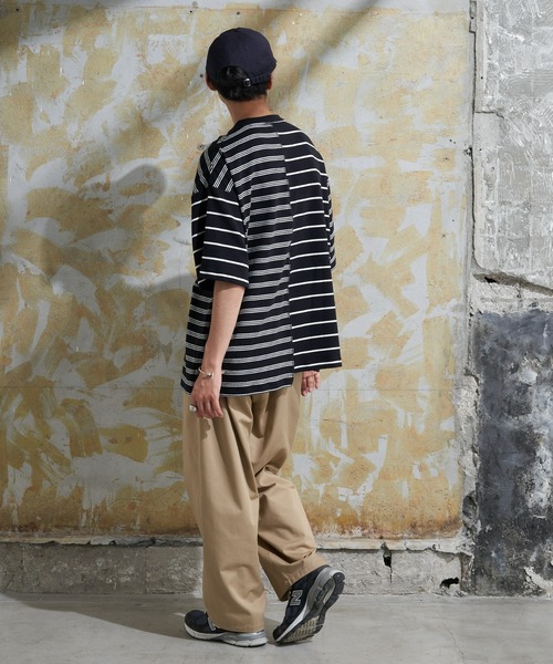 CIAOPANIC TYPY(チャオパニックティピー)の「ボーダーパッチワークTee(Tシャツ/カットソー・メンズ・アイボリー/ブラック・MEDIUM/LARGE)」の16枚目の写真