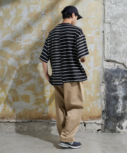 CIAOPANIC TYPY(チャオパニックティピー)の「ボーダーパッチワークTee(Tシャツ/カットソー・メンズ・アイボリー/ブラック・MEDIUM/LARGE)」の17枚目の写真