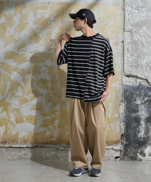 CIAOPANIC TYPY(チャオパニックティピー)の「ボーダーパッチワークTee(Tシャツ/カットソー・メンズ・アイボリー/ブラック・MEDIUM/LARGE)」の18枚目の写真