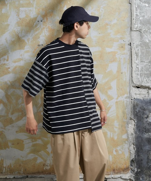 CIAOPANIC TYPY(チャオパニックティピー)の「ボーダーパッチワークTee(Tシャツ/カットソー・メンズ・アイボリー/ブラック・MEDIUM/LARGE)」の12枚目の写真