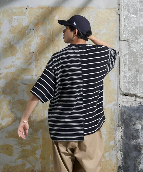 CIAOPANIC TYPY(チャオパニックティピー)の「ボーダーパッチワークTee(Tシャツ/カットソー・メンズ・アイボリー/ブラック・MEDIUM/LARGE)」の13枚目の写真