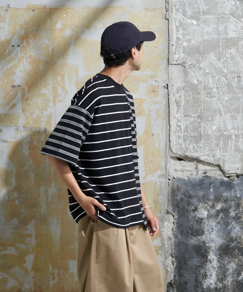 CIAOPANIC TYPY(チャオパニックティピー)の「ボーダーパッチワークTee(Tシャツ/カットソー・メンズ・アイボリー/ブラック・MEDIUM/LARGE)」の14枚目の写真