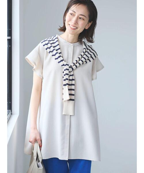接触冷感比翼シャツチュニック