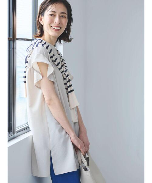 接触冷感比翼シャツチュニック